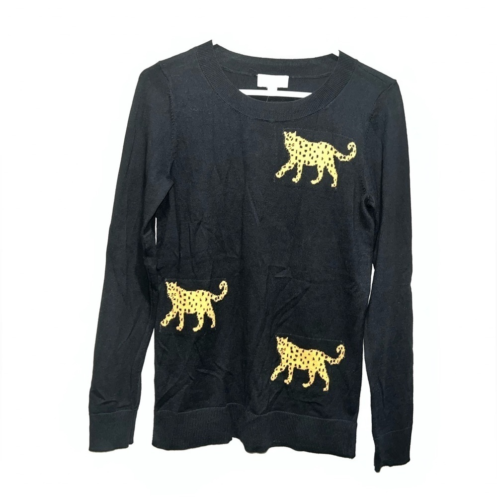 Loft Black Leopard Print Long Sleeve Top